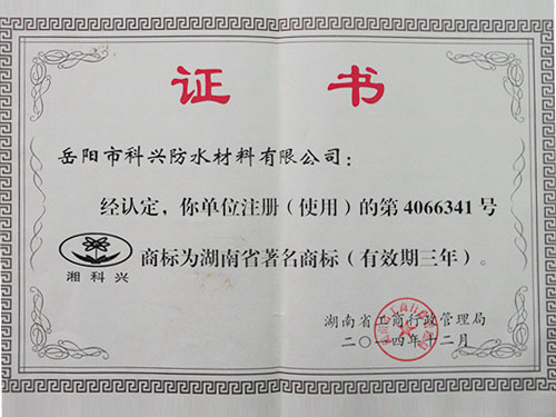 湖南省著名商標證書